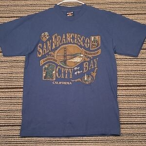 SAN FRANCISCO Signal Sport Blue Grey Single Stitch Large Mens T-Shirt VTG‎ 90s
